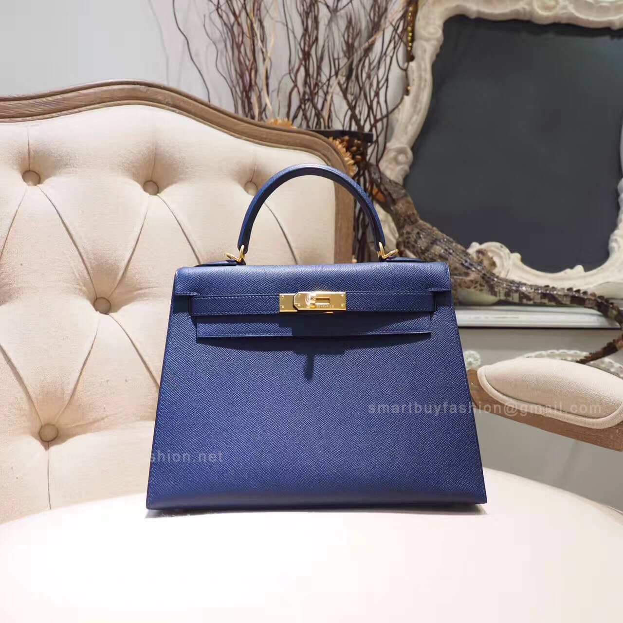 Hermes Kelly 28 Bag in ck73 Blue Saphir Epsom GHW